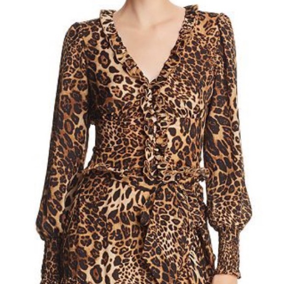 AQUA Ruffled Leopard Print Cropped Top